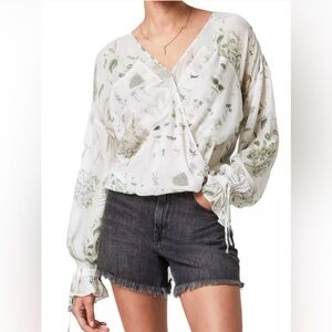 AllSaints Penny Rebirth Surplice Top in Ecru White Size 2